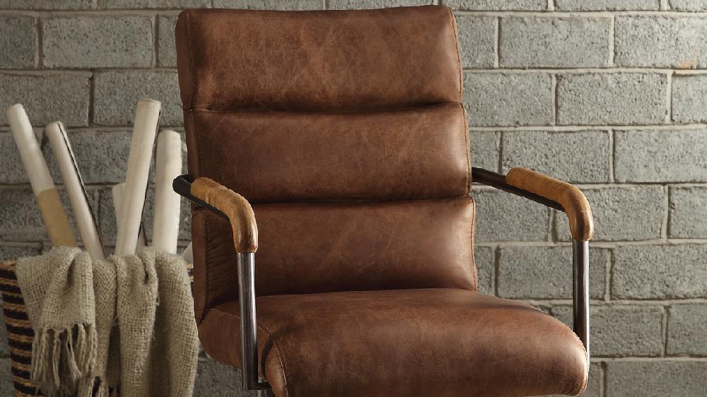 Jennifer Taylor Home Westvale Top Grain Leather Executive Office Chair Brown