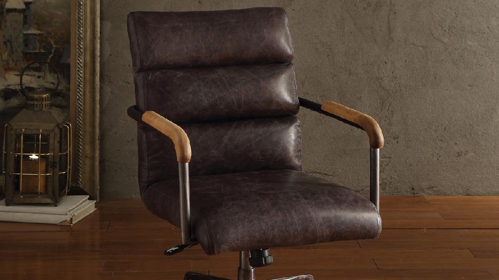 Jennifer Taylor Home Westvale Top Grain Leather Executive Office Chair Slate