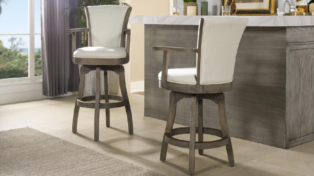 Jennifer Taylor Home Williams 27” Swivel Counter Height Bar Stool Natural White