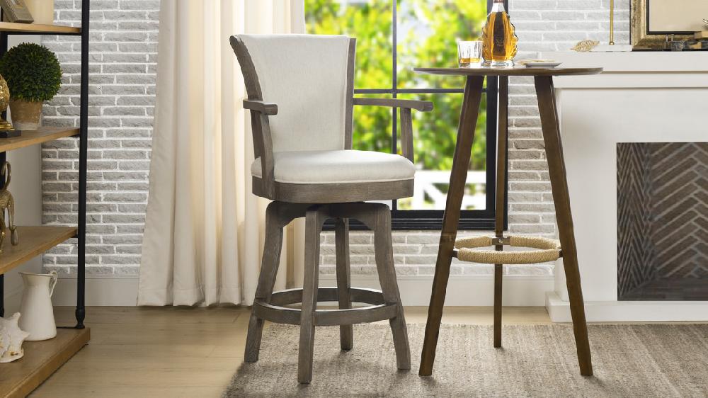 Jennifer Taylor Home Williams 27” Swivel Counter Height Bar Stool Natural White