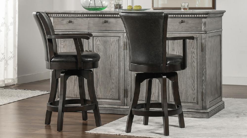 Jennifer Taylor Home Williams 27” Swivel Counter Height Bar Stool Vintage Black Brown