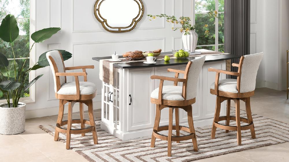 Jennifer Taylor Home Williams 27” Swivel Counter Height Bar Stool White Pepper