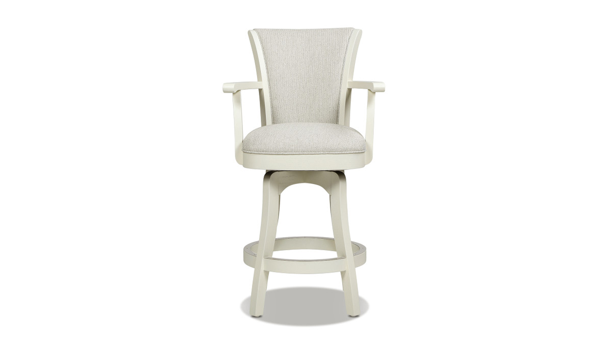 Jennifer Taylor Home Williams 27” Swivel Counter Height Bar Stool With White Oak Wood Frame White Pepper