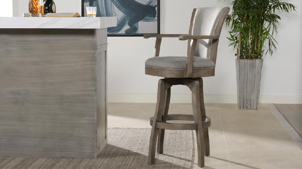 Jennifer Taylor Home Williams 31” Swivel Bar Stool With Armrests Heathered Grey