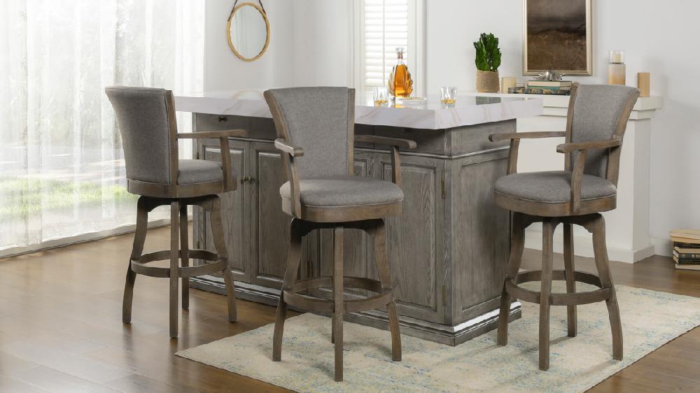 Jennifer Taylor Home Williams 31” Swivel Bar Stool With Armrests Heathered Grey