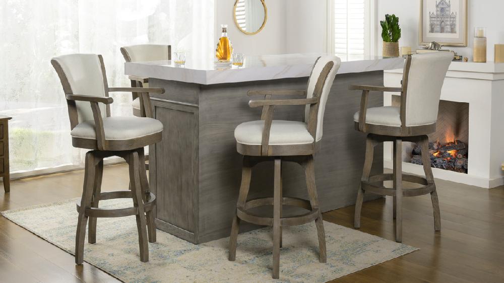 Jennifer Taylor Home Williams 31” Swivel Bar Stool With Armrests Natural White