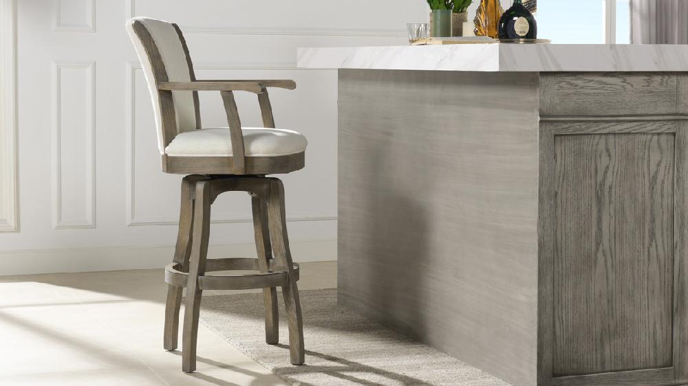 Jennifer Taylor Home Williams 31” Swivel Bar Stool With Armrests Natural White