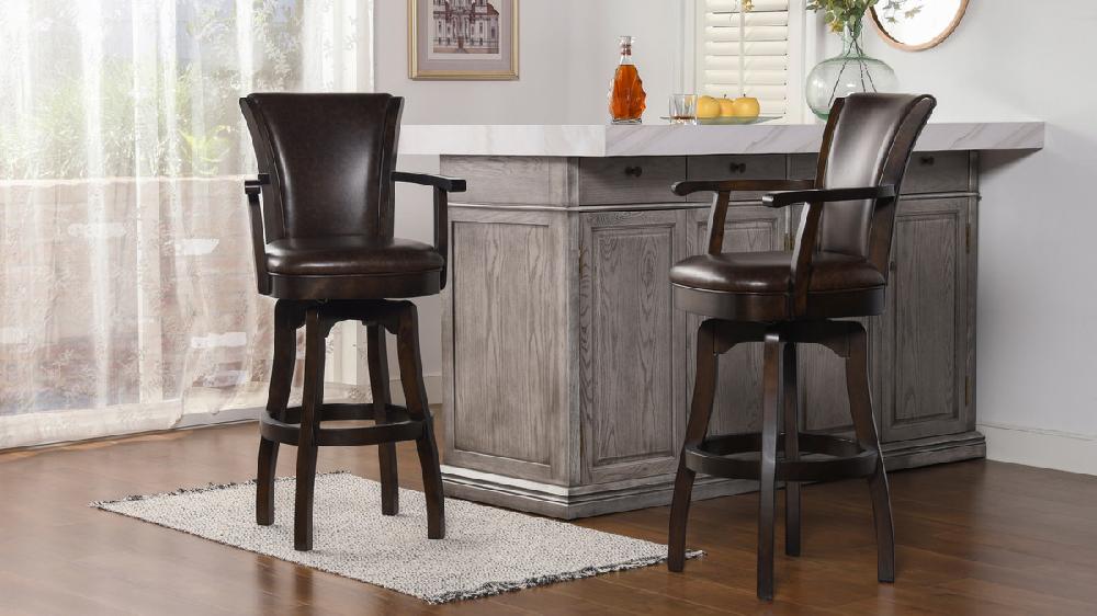 Jennifer Taylor Home Williams 31” Swivel Bar Stool With Armrests Vintage Brown