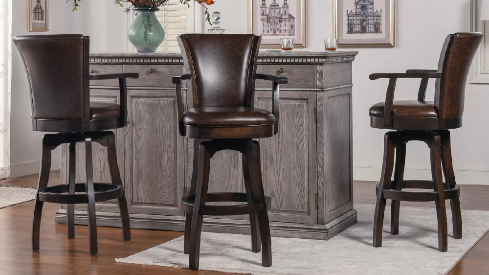 Jennifer Taylor Home Williams 31” Swivel Bar Stool With Armrests Vintage Brown