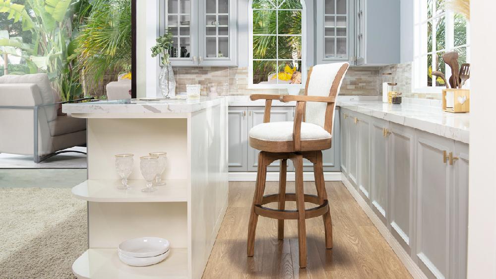 Jennifer Taylor Home Williams 31” Swivel Bar Stool With Armrests White Pepper