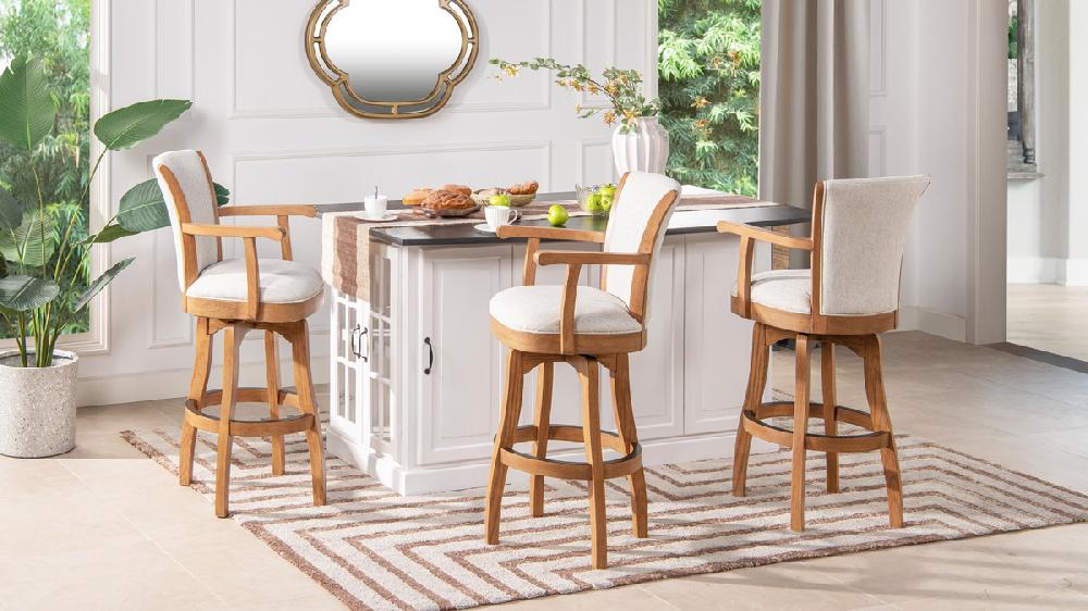 Jennifer Taylor Home Williams 31” Swivel Bar Stool With Armrests White Pepper