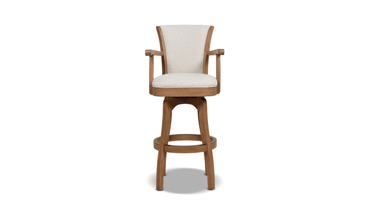 Jennifer Taylor Home Williams 31” Swivel Bar Stool With Armrests White Pepper