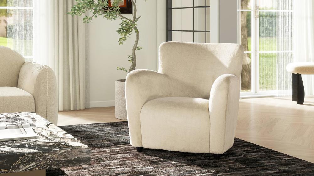 Jennifer Taylor Home Wolffe 32" Curved Arm Accent Chair Crème De La Crème White