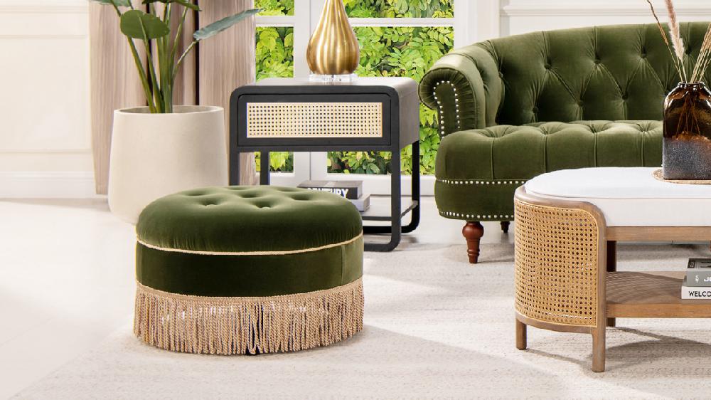 Jennifer Taylor Home Yolanda 24" Round Upholstered Accent Ottoman