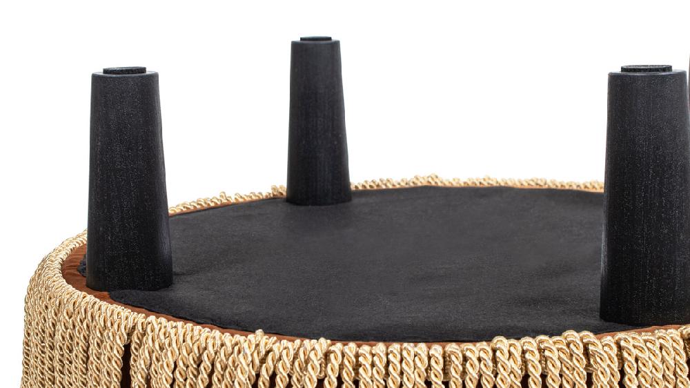 Jennifer Taylor Home Yolanda 24" Round Upholstered Accent Ottoman Burnt Orange