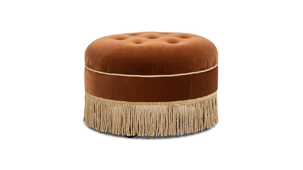 jennifer taylor home Yolanda 24" Round Upholstered Accent Ottoman Burnt Orange
