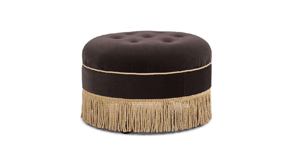jennifer taylor home Yolanda 24" Round Upholstered Accent Ottoman Deep Brown