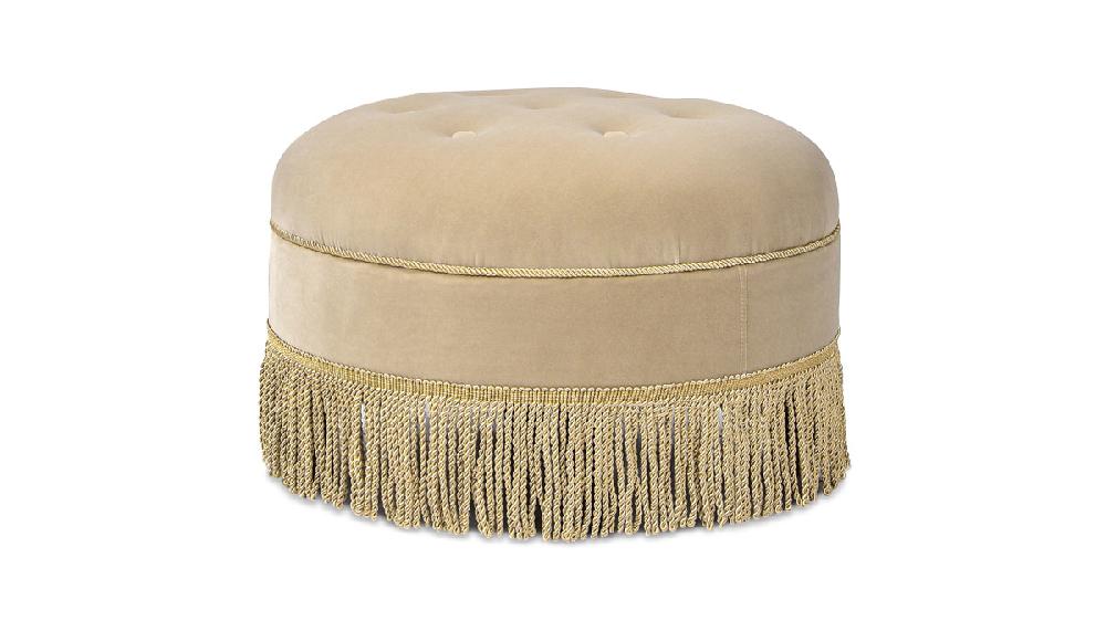 jennifer taylor home Yolanda 24" Round Upholstered Accent Ottoman Fawn Brown