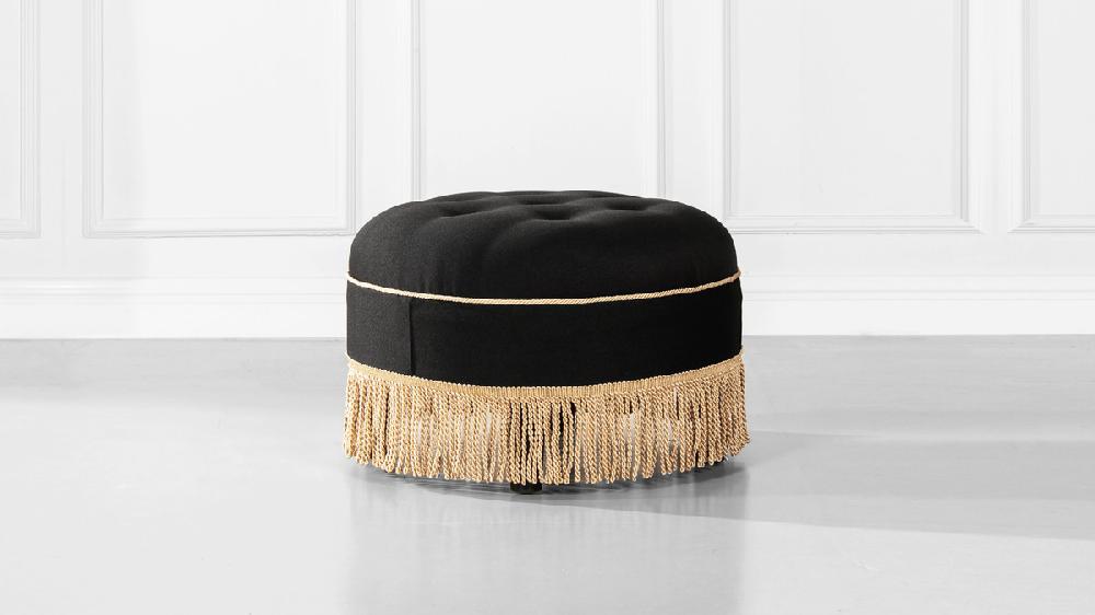 Jennifer Taylor Home Yolanda 24" Round Upholstered Accent Ottoman Jet Black