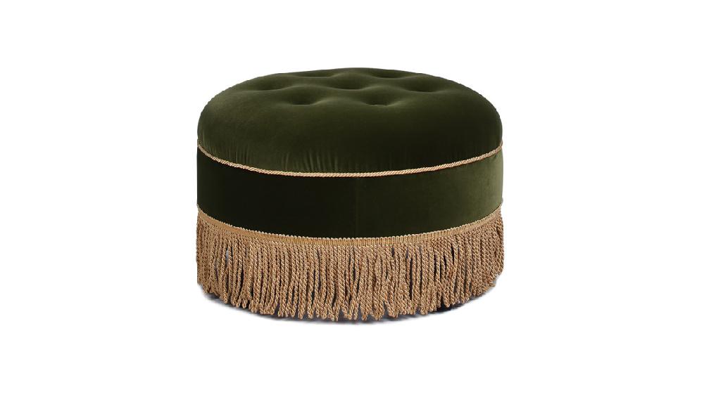 jennifer taylor home Yolanda 24" Round Upholstered Accent Ottoman Olive Green