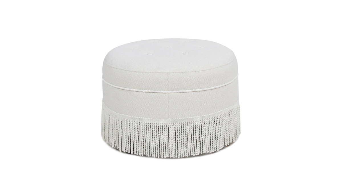 Jennifer Taylor Home Yolanda Upholstered Round Accent Ottoman Alabaster Off White