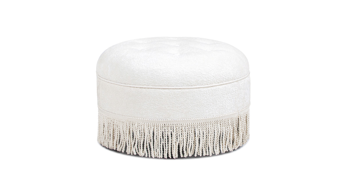 jennifer taylor home Yolanda Upholstered Round Accent Ottoman Almond White