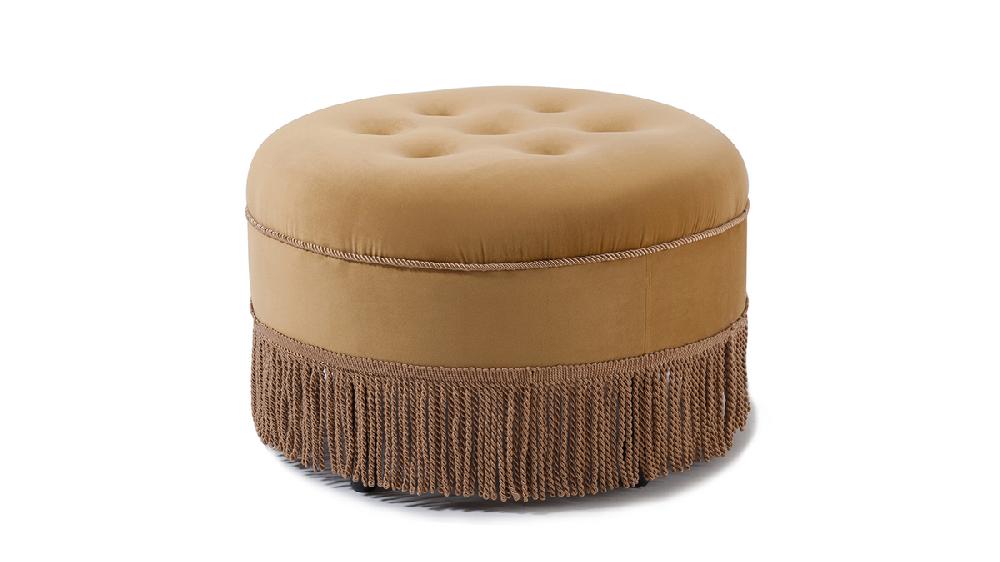 jennifer taylor home Yolanda Upholstered Round Accent Ottoman Gold