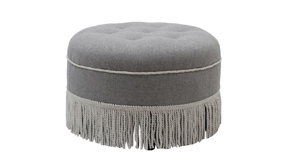 jennifer taylor home Yolanda Upholstered Round Accent Ottoman Light Grey