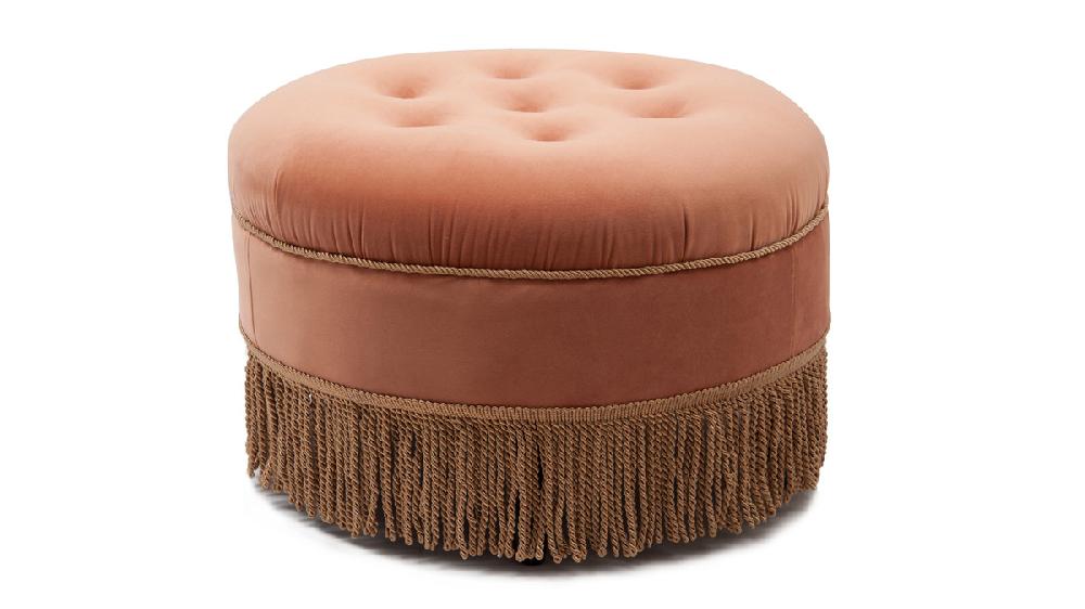 jennifer taylor home Yolanda Upholstered Round Accent Ottoman Peach Orange