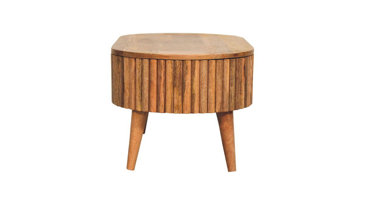 Jennifer Taylor Home Zevi 33.46" Solid Mango Wood Oval Coffee Table With Fluted Detailing And Lift-Top Storage