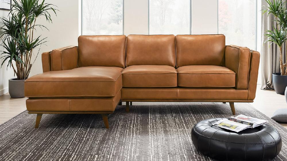 Jennifer Taylor Home Zevon 90.9" Genuine Leather Left-Facing Sectional Sofa With Chaise