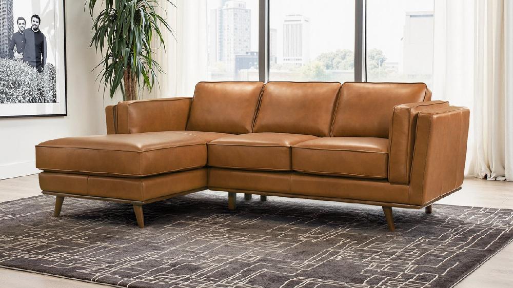 Jennifer Taylor Home Zevon 90.9" Genuine Leather Left-Facing Sectional Sofa With Chaise