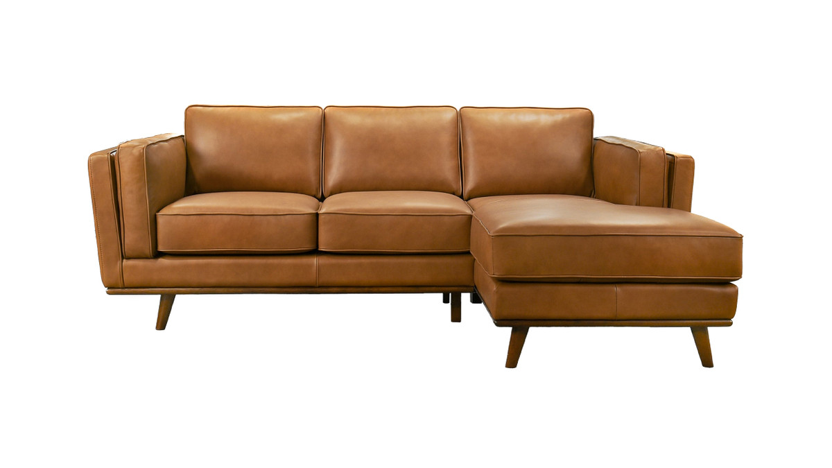 jennifer taylor home Zevon 90.9" Genuine Leather Right-Facing Sectional Sofa with Chaise