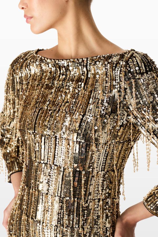 Jenny Packham LIQUORICE/GOLD 2033/172 Dresses LIQUORICE 2033