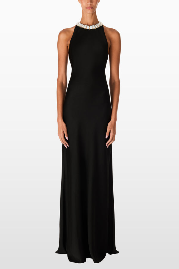 Jenny Packham Miya Black Halter Gown Dress LIQUORICE 2033