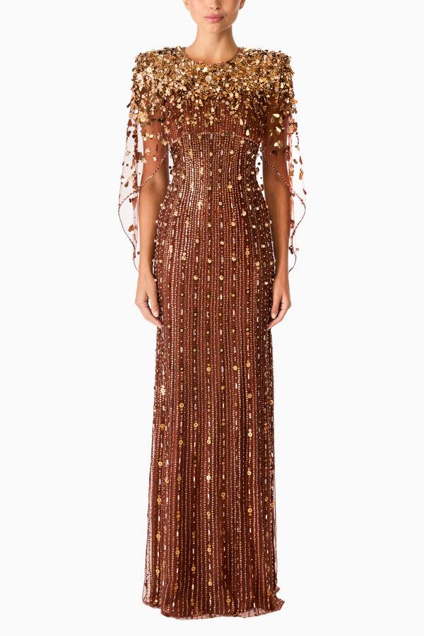 Jenny Packham Nettie Bronze Ballgown Dress BRONZE 1035