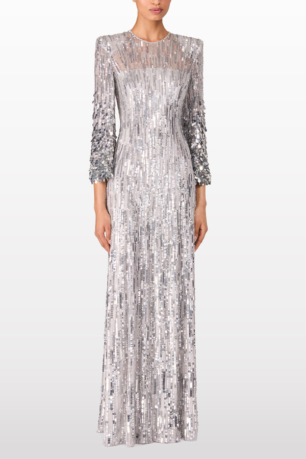 Jenny Packham Nymph Sequined Floor-Length Gown Dress AMMONITE 2005
