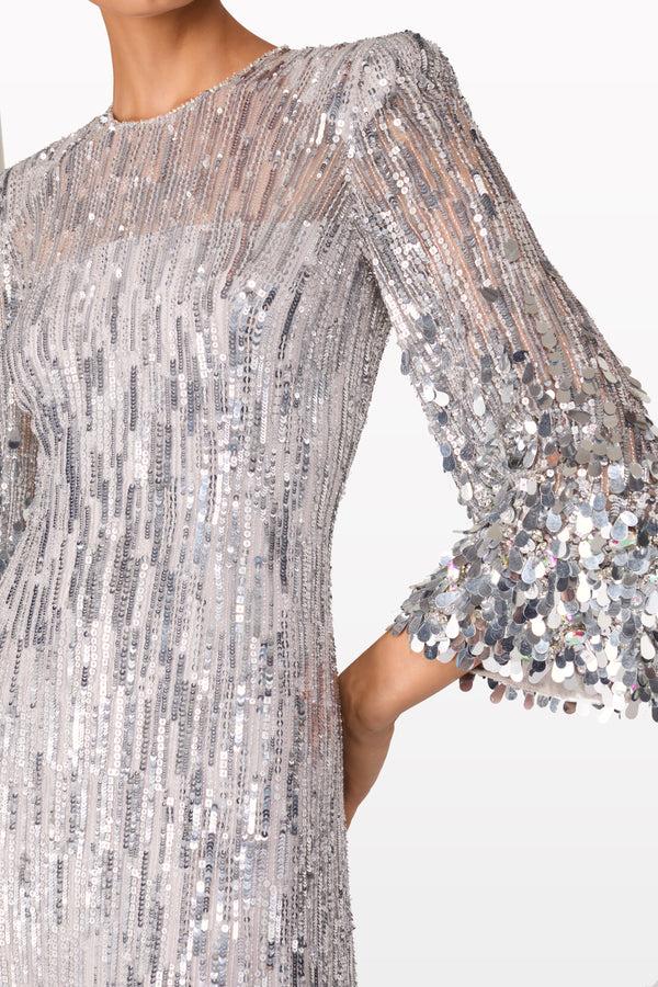 Jenny Packham Nymph Sequined Floor-Length Gown Dress AMMONITE 2005