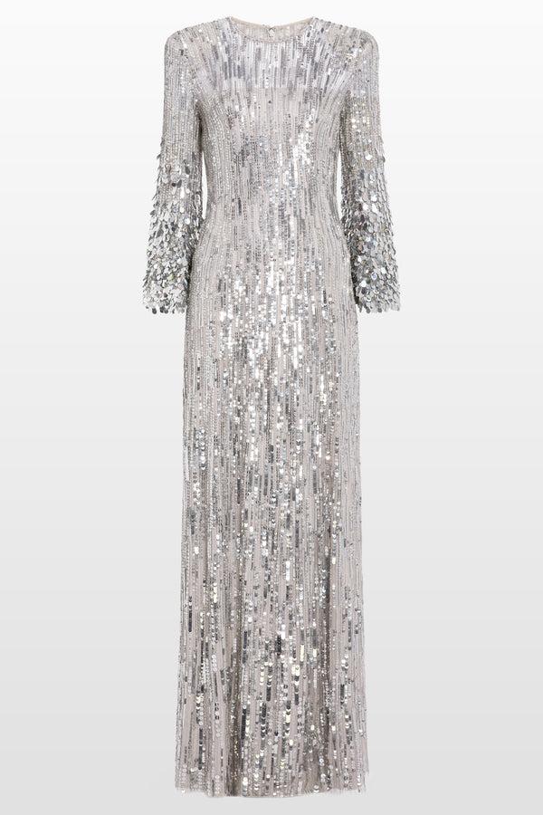jenny packham Nymph Sequined Floor-Length Gown Dress AMMONITE 2005