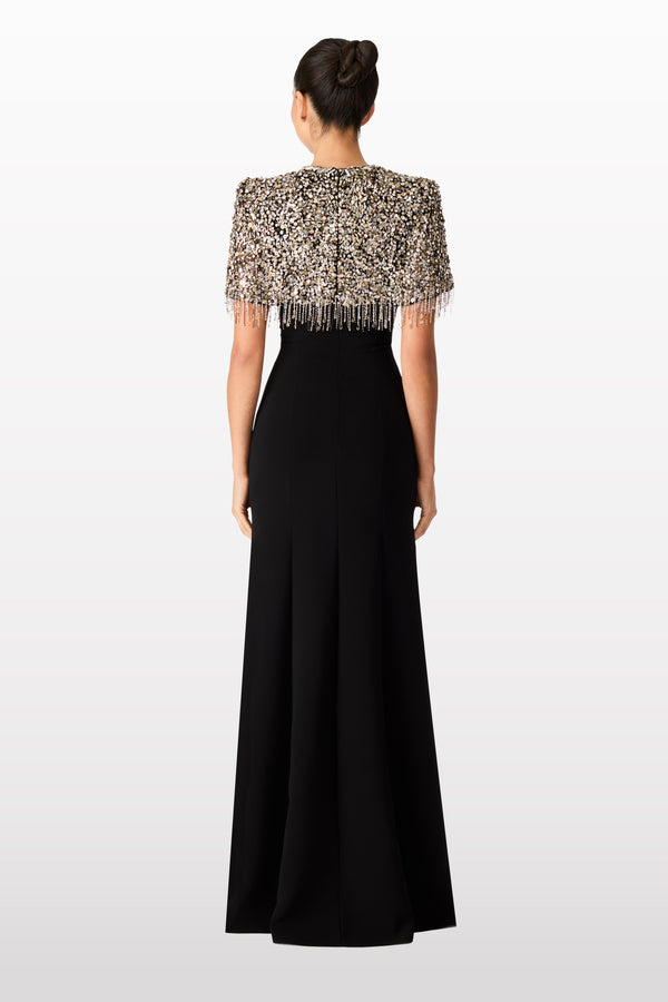 Jenny Packham Rana Floor-Length Gown Dress LIQUORICE 2033