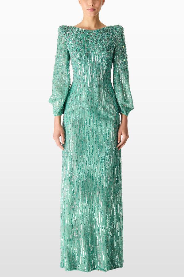 Jenny Packham Ziva Pearl Aqua Gown Dress PEARL AQUA 2083