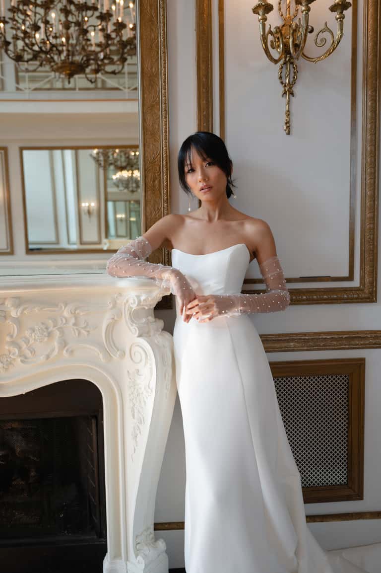 Jenny Yoo Allison Fingerless Pearl Sleeves Ivory