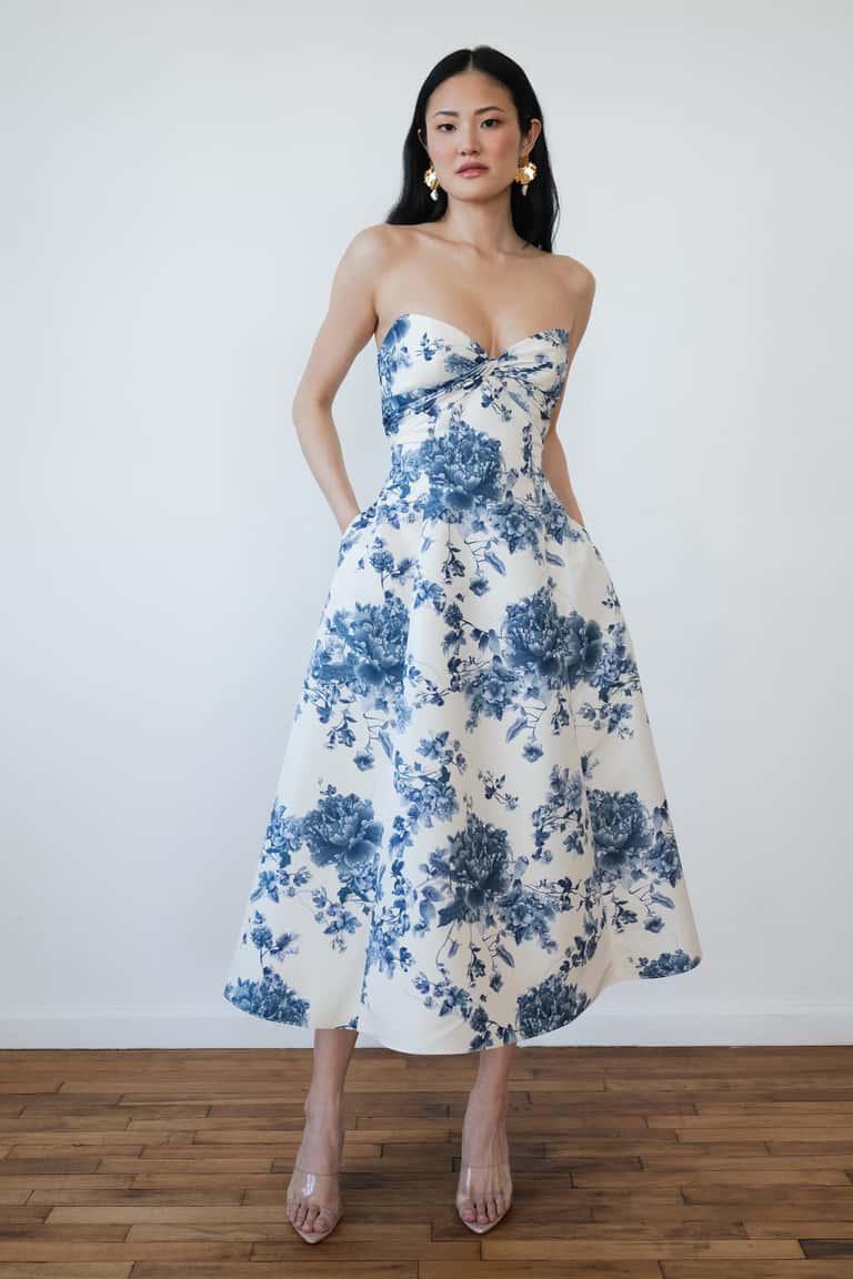 Jenny Yoo Amelia Print Peony Garden Blue Multi