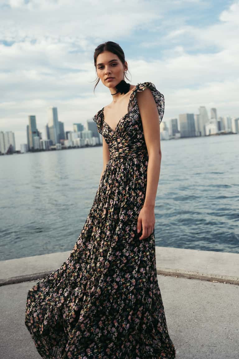 Jenny Yoo Naia Topiary Floral Black Multi