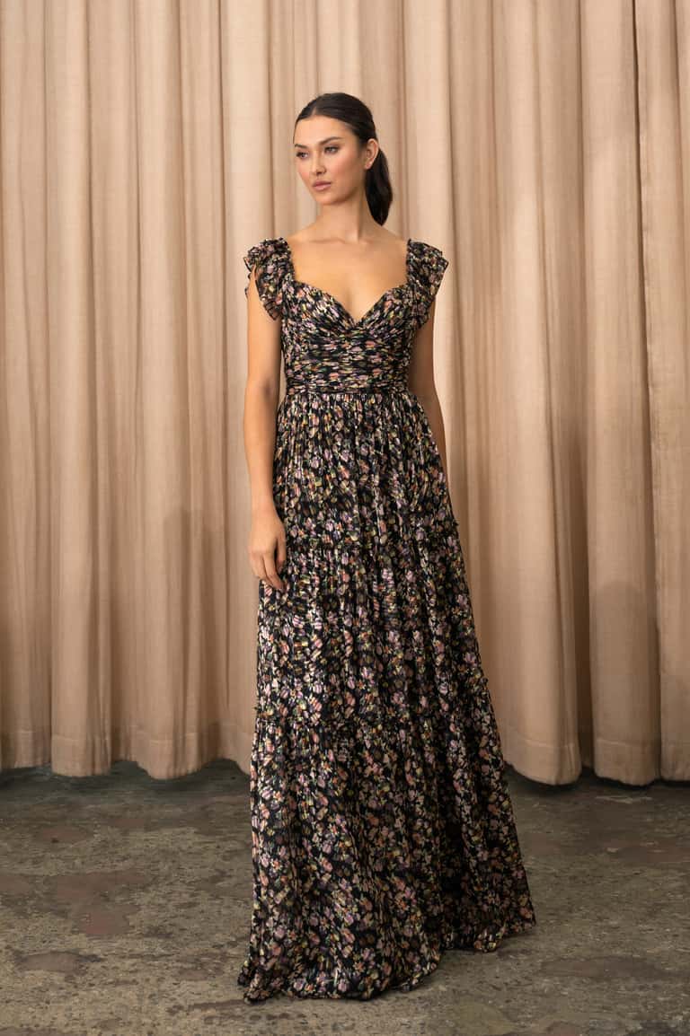 Jenny Yoo Naia Topiary Floral Black Multi