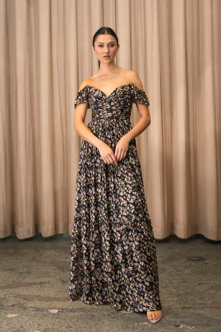 Jenny Yoo Naia Topiary Floral Black Multi