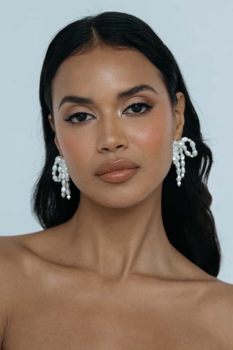 Jenny Yoo Suki Pearl Bow Earring Goldu002FIvory