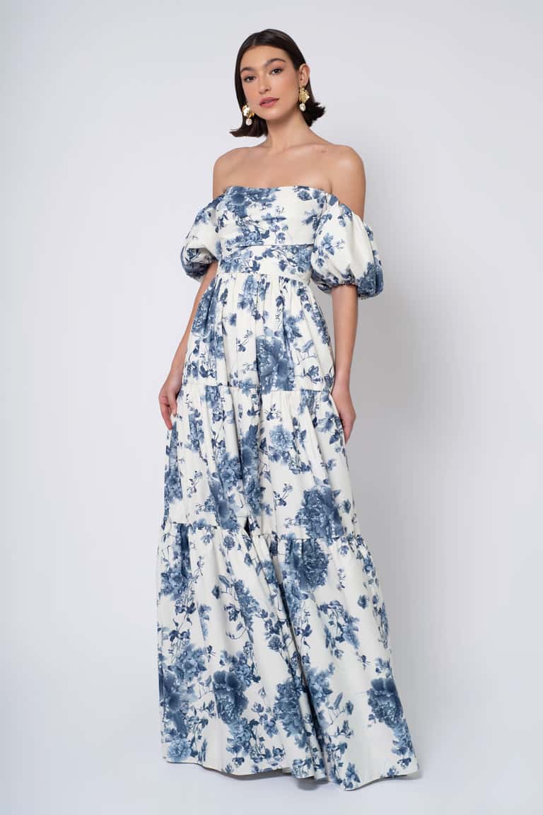 jenny yoo Sutton Print Peony Garden Blue Multi