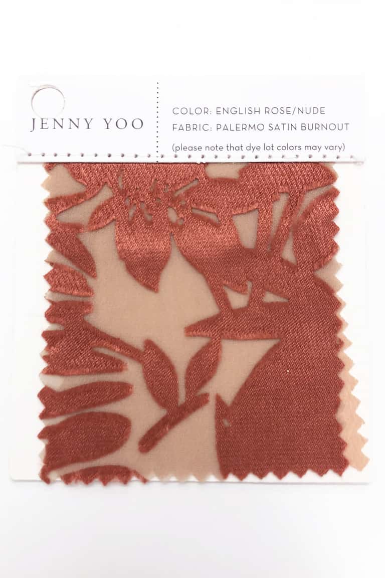 jenny yoo Palermo Satin Burnout Swatch Card English Roseu002FNude