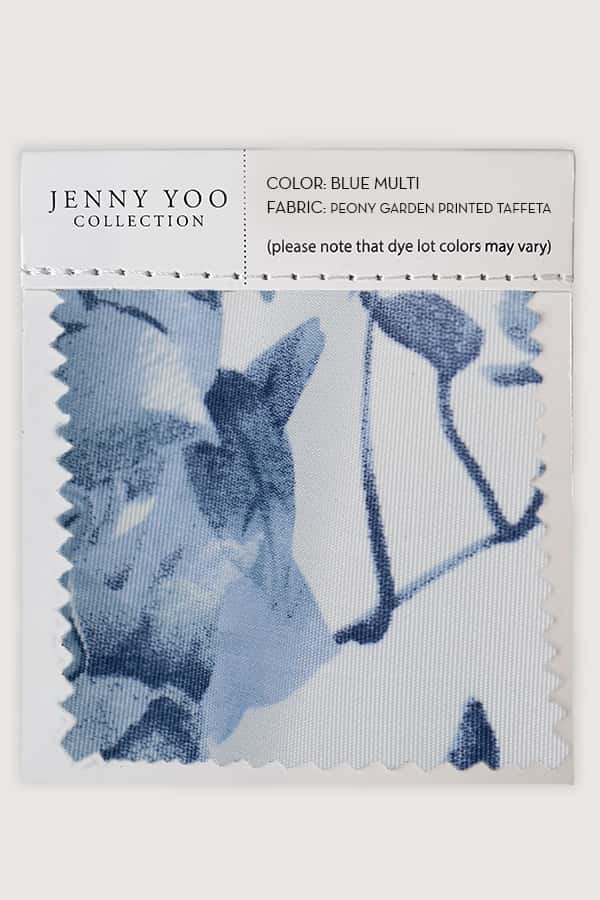 jenny yoo Peony Garden Printed Taffeta Swatch Card Peony Garden Blue Multi